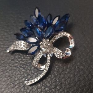 Elegant Blue and Silver Brooch